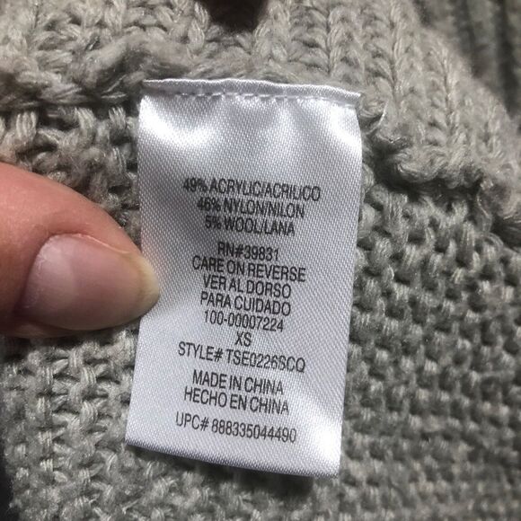 SAM EDELMAN CARDIGAN WOMENS XS LONG OVERSIZED OPEN FRONT FLAWED SLEEVE BEIGE TAN - Picture 7 of 11